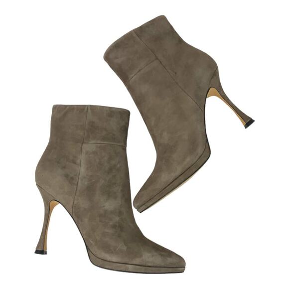 Vince Camuto Pitonnda Suede Heeled Leather Bootie Taupe Size 8 NWT $169 MSRP - Picture 1 of 7
